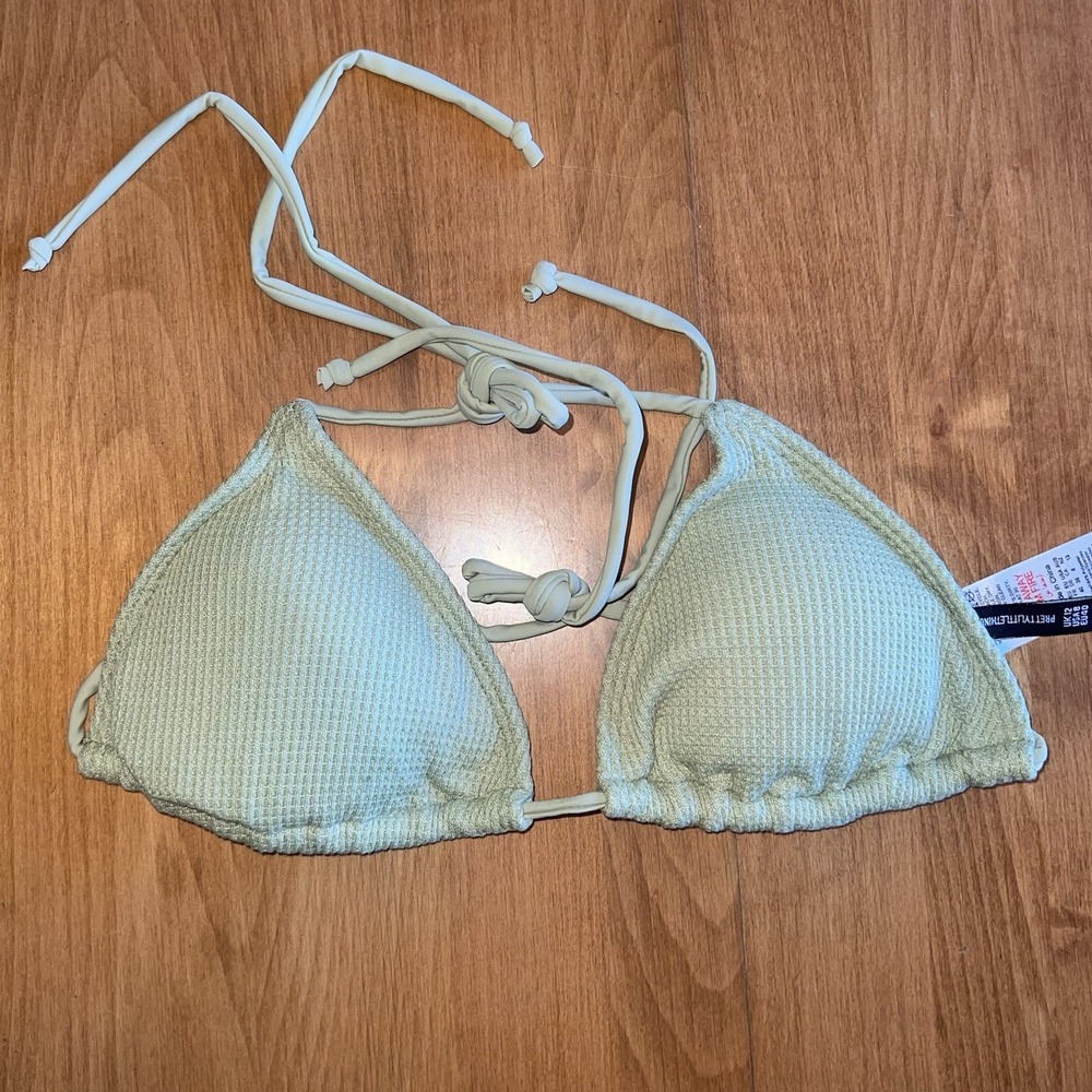 NEW Pretty Little Thing Women's Sage Green Triangle Bikini Top Size 8